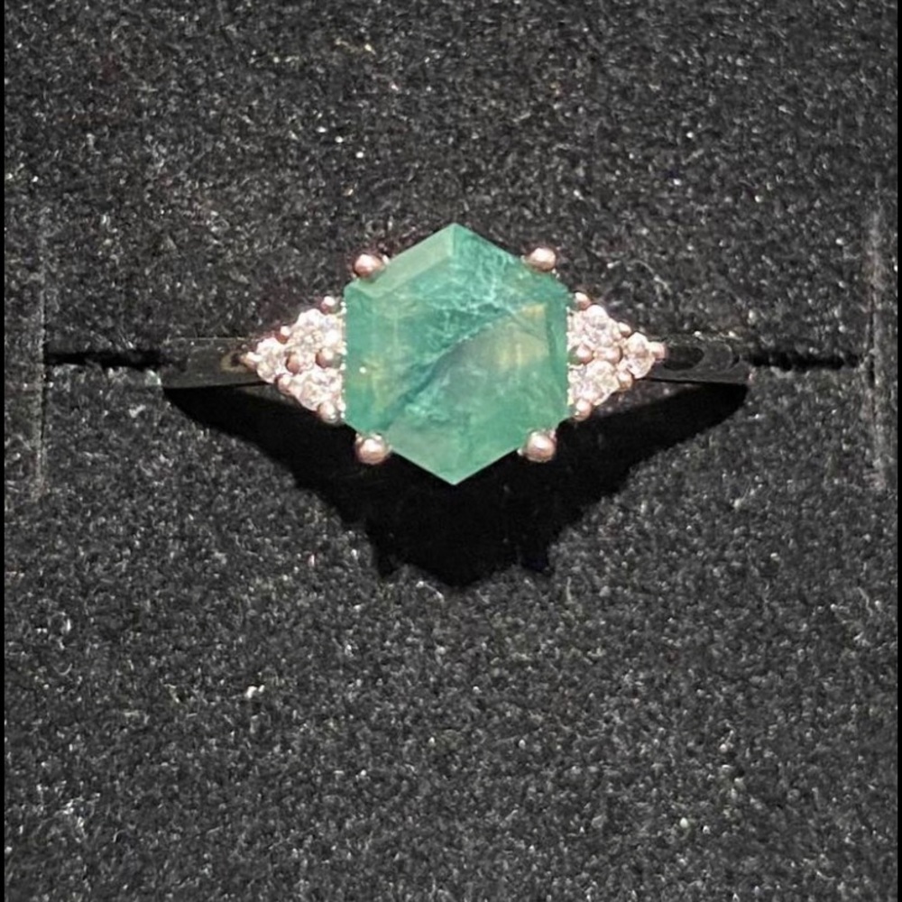 Natural Moss Agate Ring S925